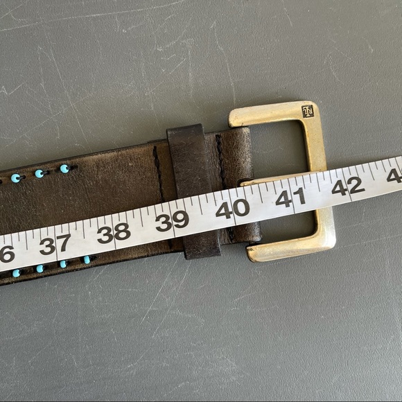 Lauren Ralph Lauren Brown Leather Belt Turquoise - Picture 7 of 7